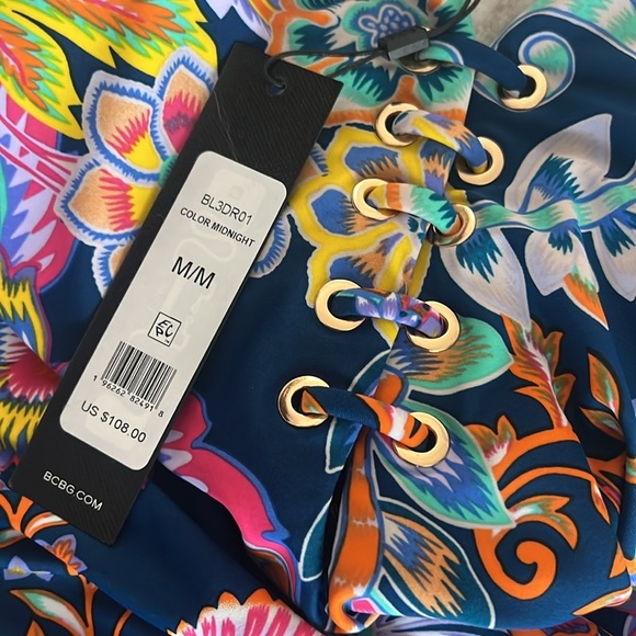 BCBGMAXAZRIA One Piece Swimsuit Lace Up Grommet Tummy Control  Size M - Picture 8 of 8